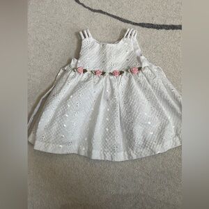 Elegant White Kids Dress with Pink Floral Details